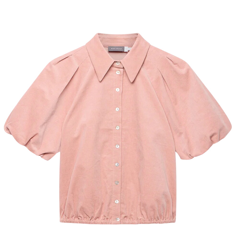 Mint Velvet Pink Corduroy Puff Sleeve Shirt